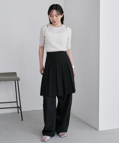 Aunt Marie's(アントマリーズ)の「ワイドプリーツミディ丈スカート(スカート・レディース・ブラック/チャコールグレー・MEDIUM/LARGE)」の11枚目の写真