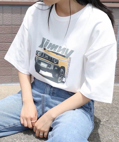 make a ray!（メイク ア レイ！）の「【78】スズキ・ジムニー　フォトプリント Tシャツ/オーバーサイズ（Tシャツ/カットソー・レディース・ホワイト系その他/ブラック/ホワイト系その他2/ホワイト系その他3/チャコールグレー/ホワイト・M/L/XL）」の4枚目の写真