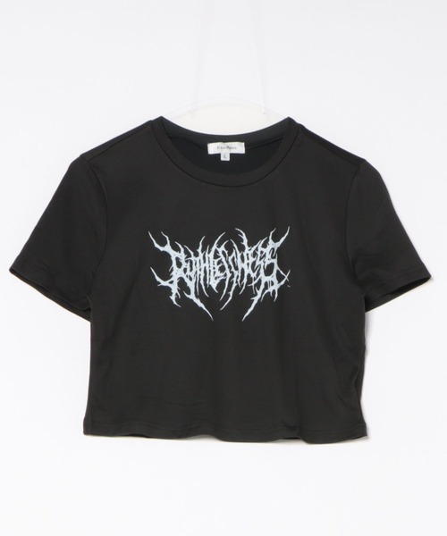 セール】”ちょい悪＆ロック” デスメタルロゴショート丈Tシャツ（T