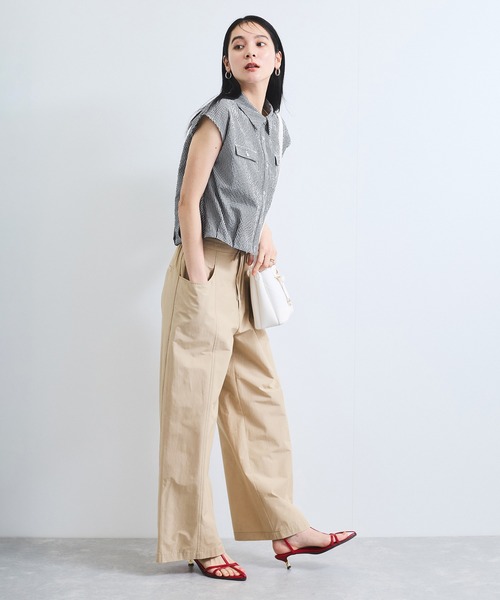 VIS（ビス）の「【UVケア/洗える】フレンチスリーブサッカーブラウス（シャツ/ブラウス・レディース・ホワイト/ブラック系その他/ブルー系その他/ブルー系その他5・FREE）」の8枚目の写真