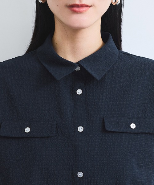 VIS（ビス）の「【UVケア/洗える】フレンチスリーブサッカーブラウス（シャツ/ブラウス・レディース・ホワイト/ブラック系その他/ブルー系その他/ブルー系その他5・FREE）」の21枚目の写真