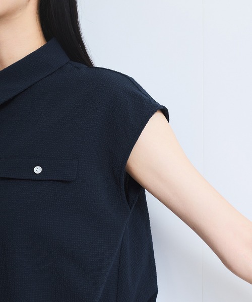 VIS（ビス）の「【UVケア/洗える】フレンチスリーブサッカーブラウス（シャツ/ブラウス・レディース・ホワイト/ブラック系その他/ブルー系その他/ブルー系その他5・FREE）」の20枚目の写真