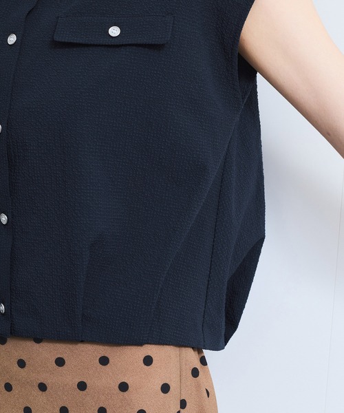 VIS（ビス）の「【UVケア/洗える】フレンチスリーブサッカーブラウス（シャツ/ブラウス・レディース・ホワイト/ブラック系その他/ブルー系その他/ブルー系その他5・FREE）」の19枚目の写真