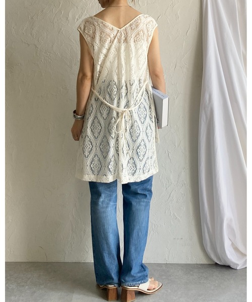 She's Closet(シーズクローゼット)の「ノースリーブラッセルレースジレブラウス&パンツスタイル上下セットアップ(セットアップ・レディース・アイボリー/ブラック・FREE)」の16枚目の写真