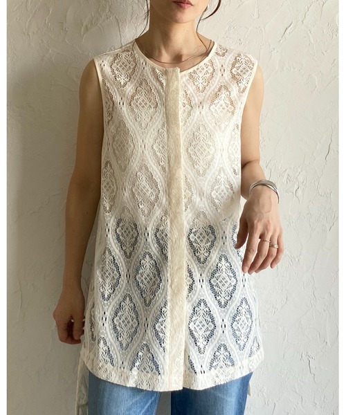 She's Closet(シーズクローゼット)の「ノースリーブラッセルレースジレブラウス&パンツスタイル上下セットアップ(セットアップ・レディース・アイボリー/ブラック・FREE)」の18枚目の写真