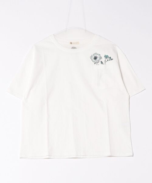 BARNDOOR(バーンドア)の「(BD)【BARNDOOR】フラワー プリント 胸ポケット付き Tシャツ(Tシャツ/カットソー・レディース・ネイビー系1/ホワイト系1/ホワイト系2/ブラック系2・FREE)」の2枚目の写真