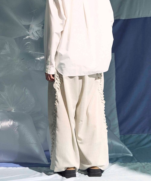 MAISON SPECIAL ワイドパンツ クリーム色 UNISEX》Frill Wide Pants/フリルワイドパンツ【MAISON SPECIAL