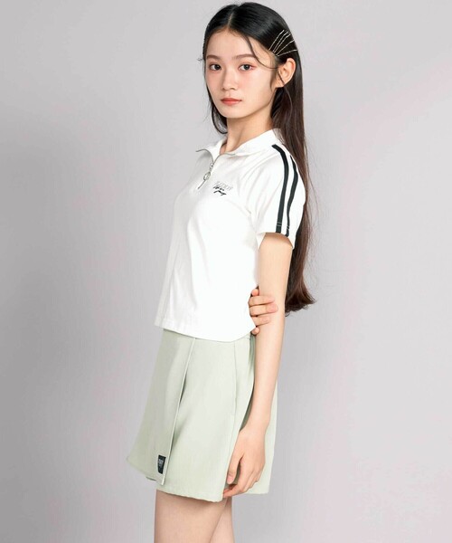 ZIDDY(ジディ)の「【接触冷感】ハーフジップトップス(Tシャツ/カットソー・キッズ・ネイビー/ホワイト・150cm/FREE/140cm/130cm)」の3枚目の写真