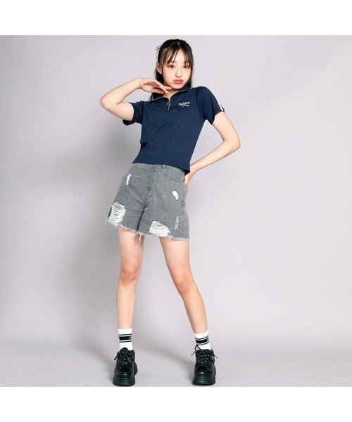 ZIDDY(ジディ)の「【接触冷感】ハーフジップトップス(Tシャツ/カットソー・キッズ・ネイビー/ホワイト・150cm/FREE/140cm/130cm)」の17枚目の写真