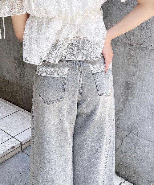 INGNI（イング）の「バックポケットレースワイドルーズデニム（デニムパンツ・レディース・ブルー系その他3/ブルー系その他・S/M）」の4枚目の写真