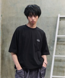 ビッグシルエット ワンポイント刺繍 ドロスト 半袖Tシャツ カットソー ユニセックス