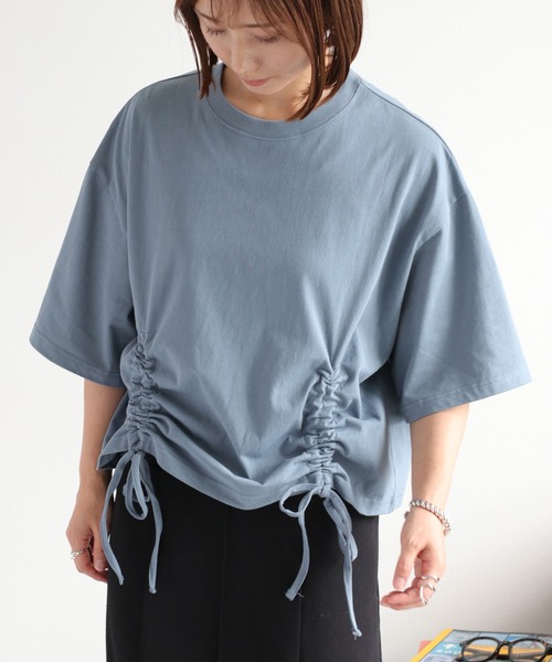 cepo(セポ)の「フロントシャーリングショートスリーブTee(Tシャツ/カットソー・レディース・ブルー/オフホワイト/チャコール・M)」の3枚目の写真