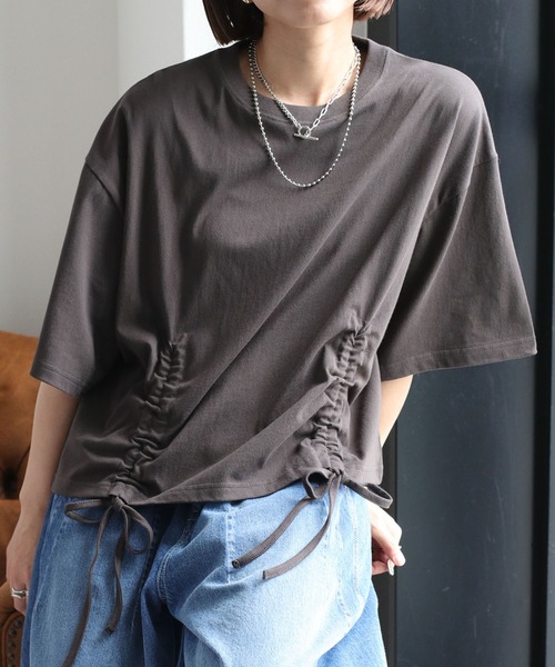 cepo(セポ)の「フロントシャーリングショートスリーブTee(Tシャツ/カットソー・レディース・ブルー/オフホワイト/チャコール・M)」の2枚目の写真