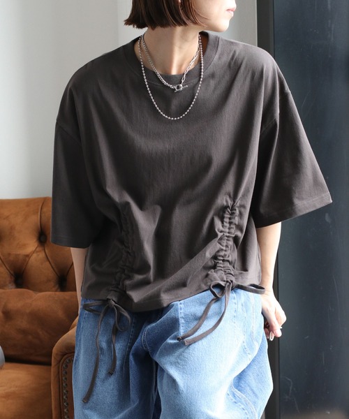cepo(セポ)の「フロントシャーリングショートスリーブTee(Tシャツ/カットソー・レディース・ブルー/オフホワイト/チャコール・M)」の9枚目の写真