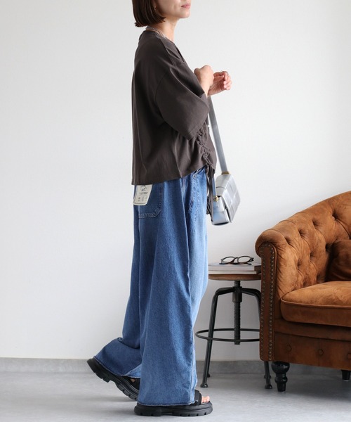 cepo(セポ)の「フロントシャーリングショートスリーブTee(Tシャツ/カットソー・レディース・ブルー/オフホワイト/チャコール・M)」の7枚目の写真