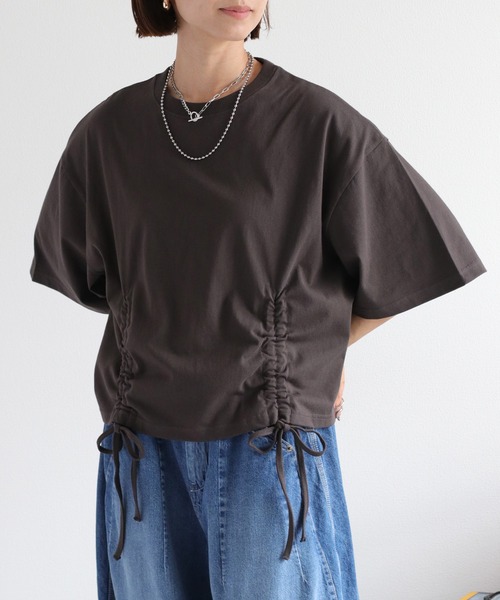 cepo(セポ)の「フロントシャーリングショートスリーブTee(Tシャツ/カットソー・レディース・ブルー/オフホワイト/チャコール・M)」の10枚目の写真