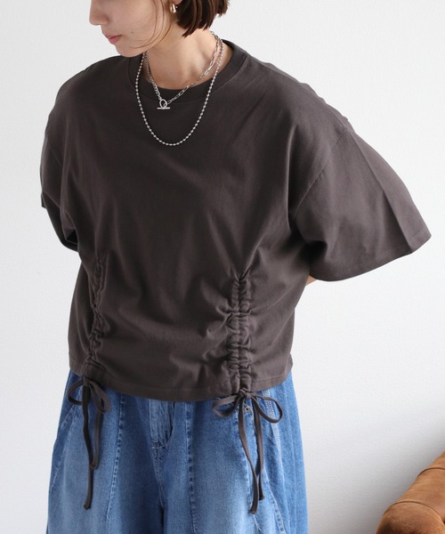 cepo(セポ)の「フロントシャーリングショートスリーブTee(Tシャツ/カットソー・レディース・ブルー/オフホワイト/チャコール・M)」の15枚目の写真