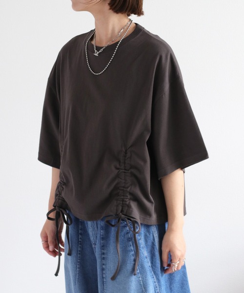 cepo(セポ)の「フロントシャーリングショートスリーブTee(Tシャツ/カットソー・レディース・ブルー/オフホワイト/チャコール・M)」の11枚目の写真