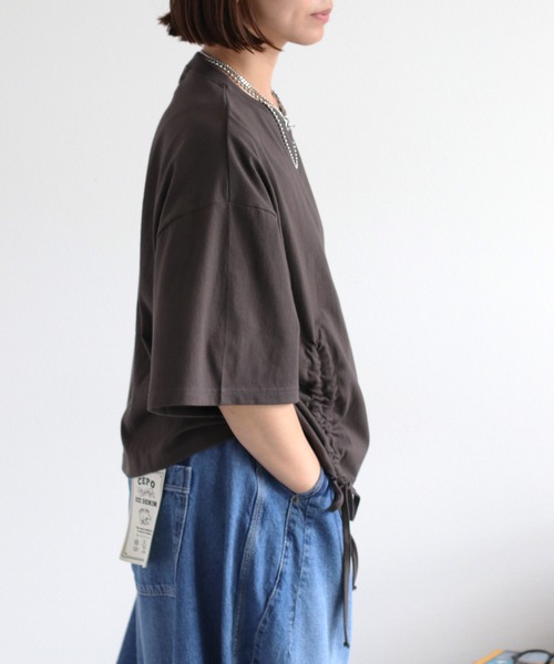 cepo(セポ)の「フロントシャーリングショートスリーブTee(Tシャツ/カットソー・レディース・ブルー/オフホワイト/チャコール・M)」の14枚目の写真