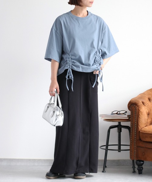 cepo(セポ)の「フロントシャーリングショートスリーブTee(Tシャツ/カットソー・レディース・ブルー/オフホワイト/チャコール・M)」の16枚目の写真