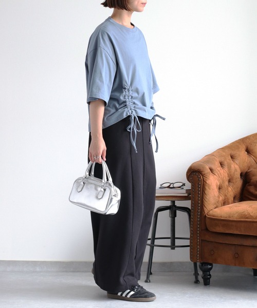 cepo(セポ)の「フロントシャーリングショートスリーブTee(Tシャツ/カットソー・レディース・ブルー/オフホワイト/チャコール・M)」の22枚目の写真