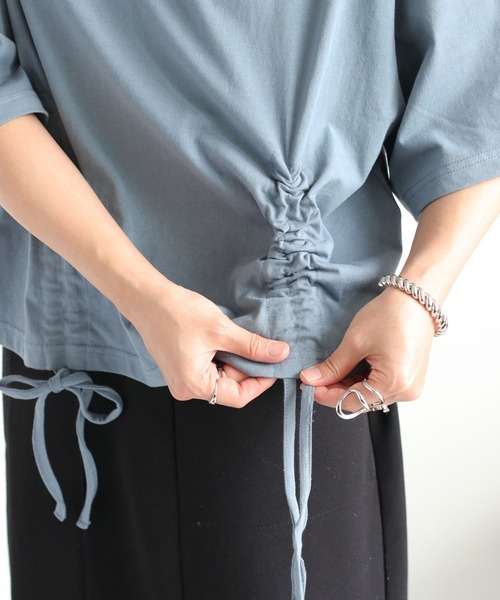 cepo(セポ)の「フロントシャーリングショートスリーブTee(Tシャツ/カットソー・レディース・ブルー/オフホワイト/チャコール・M)」の20枚目の写真