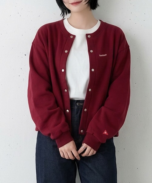 Healthknit(ヘルスニット)の「【Healthknit】Classic Sweat Crew cardigan L/S / クルーネック スウェット カーディガン(カーディガン/ボレロ・レディース・チャコールグレー/グレー/マルーン/ブラック・MEDIUM/LARGE)」の1枚目の写真
