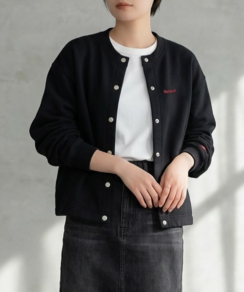 Healthknit(ヘルスニット)の「【Healthknit】Classic Sweat Crew cardigan L/S / クルーネック スウェット カーディガン(カーディガン/ボレロ・レディース・チャコールグレー/グレー/マルーン/ブラック・MEDIUM/LARGE)」の2枚目の写真