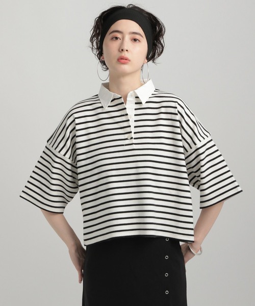 GEORGE'S(ジョージズ)の「ボーダーラガーシャツ(Tシャツ/カットソー・レディース・グリーン/オフホワイト/ブルー・MEDIUM/SMALL)」の15枚目の写真