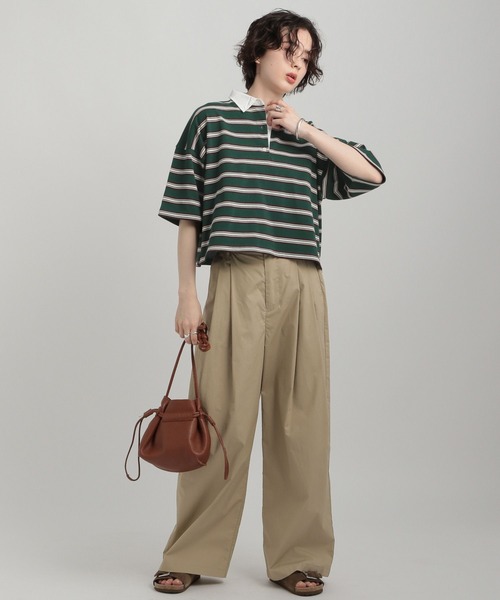 GEORGE'S(ジョージズ)の「ボーダーラガーシャツ(Tシャツ/カットソー・レディース・グリーン/オフホワイト/ブルー・MEDIUM/SMALL)」の22枚目の写真