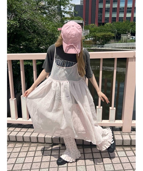 WC(ダブル シー)の「ボリュームシアーロングキャミワンピース(ワンピース・レディース・ピンク/ホワイト・FREE)」の5枚目の写真