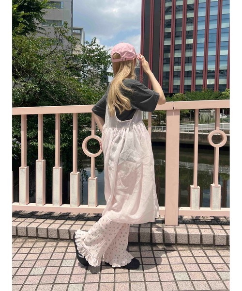 WC(ダブル シー)の「ボリュームシアーロングキャミワンピース(ワンピース・レディース・ピンク/ホワイト・FREE)」の7枚目の写真