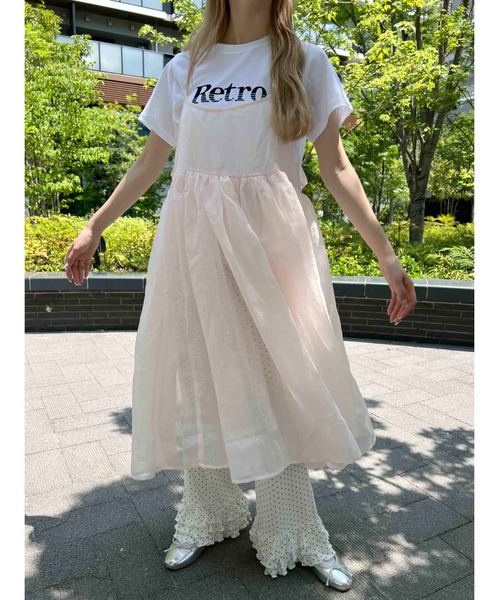 WC(ダブル シー)の「ボリュームシアーロングキャミワンピース(ワンピース・レディース・ピンク/ホワイト・FREE)」の10枚目の写真