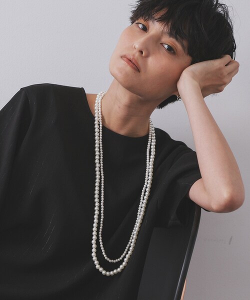 OPAQUE.CLIP（オペークドットクリップ）の「【3WAY】2連フェイクパール ショート＆ロング ネックレス（ネックレス・レディース・オフホワイト・00）」の8枚目の写真