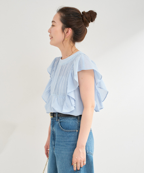 【夏SALE／E‐QUALITY／手洗い可】ピンタックブラウス 夏SALE／マシンウォッシュ可】ピンタックブラウス（シャツ