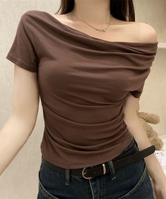 セール】ドレープネックシアートップス（Tシャツ/カットソー