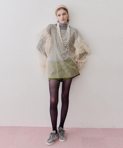 最終値下げ☆LA BELLE ETUDE ボリュームチュールギャザートップス LA BELLE ETUDE（ラベルエチュード） Vネックボリュームチュール