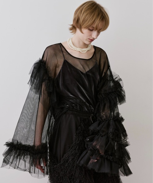 ボリュームチュールギャザーデザインTOPS（シャツ/ブラウス）｜LA