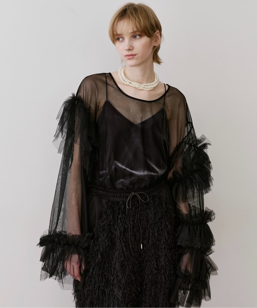 ボリュームチュールギャザーデザインTOPS（シャツ/ブラウス