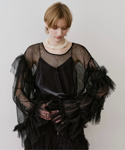 総レースVネックオーバー長袖トップス（シャツ/ブラウス）｜LA BELLE