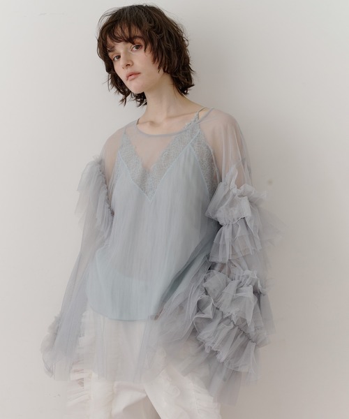ボリュームチュールギャザーデザインTOPS（シャツ/ブラウス）｜LA