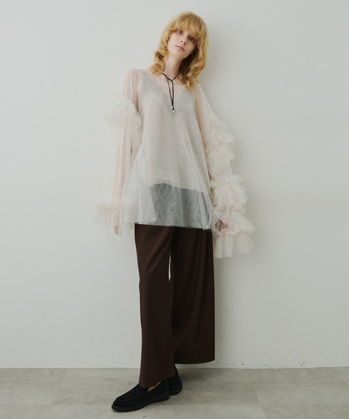 ボリュームチュールギャザーデザインTOPS