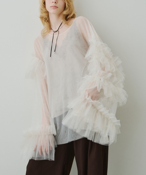 ボリュームチュールギャザーデザインTOPS