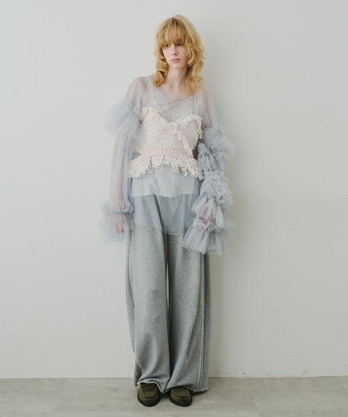 ボリュームチュールギャザーデザインTOPS