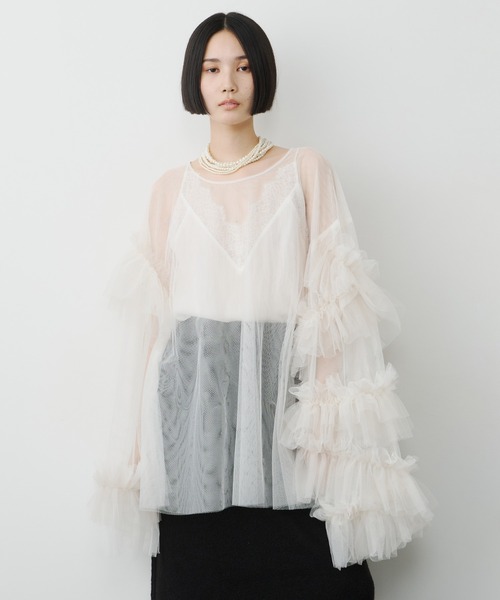ボリュームチュールギャザーデザインTOPS（シャツ/ブラウス）｜LA