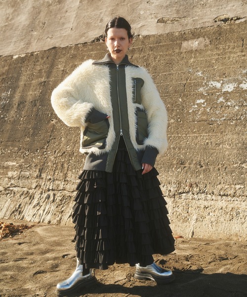 OMMO(オーエムエムオー)の「SHAGGY KNIT BZ(ブルゾン・レディース・オフホワイト/グレー・36/38)」の10枚目の写真
