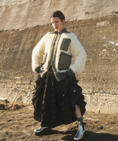 OMMO(オーエムエムオー)の「SHAGGY KNIT BZ(ブルゾン・レディース・オフホワイト/グレー・36/38)」の11枚目の写真