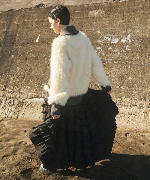 OMMO(オーエムエムオー)の「SHAGGY KNIT BZ(ブルゾン・レディース・オフホワイト/グレー・36/38)」の15枚目の写真