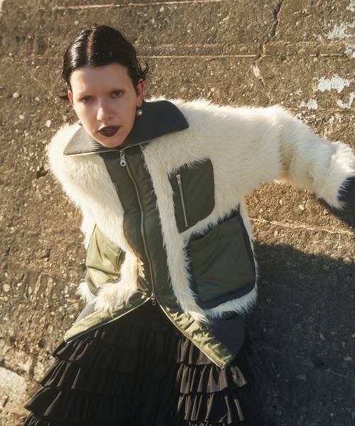 OMMO(オーエムエムオー)の「SHAGGY KNIT BZ(ブルゾン・レディース・オフホワイト/グレー・36/38)」の6枚目の写真