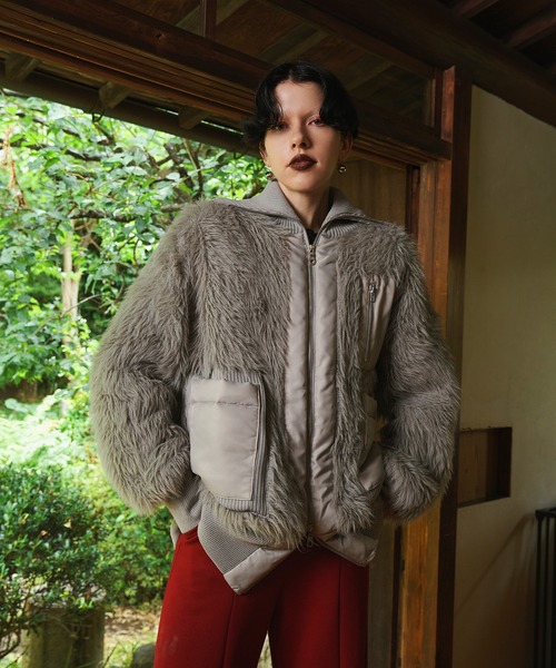 OMMO(オーエムエムオー)の「SHAGGY KNIT BZ(ブルゾン・レディース・オフホワイト/グレー・36/38)」の17枚目の写真